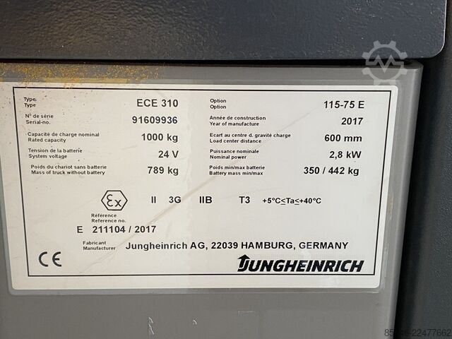 ECE 310 * DEMO * Atex EX * 3G / Zone 2 !! NEW battery !! JUNGHEINRICH ECE 310 * DEMO * Atex EX * 3G / Zone 2 !! NEW battery !!