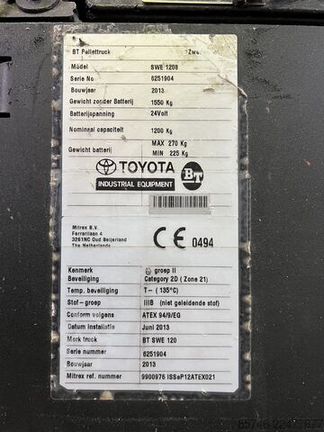 SWE 120 S * Atex EX * Mitrex 2D / Zone 21 !! NEW battery !! BT SWE 120 S * Atex EX * Mitrex 2D / Zone 21 !! NEW battery !!