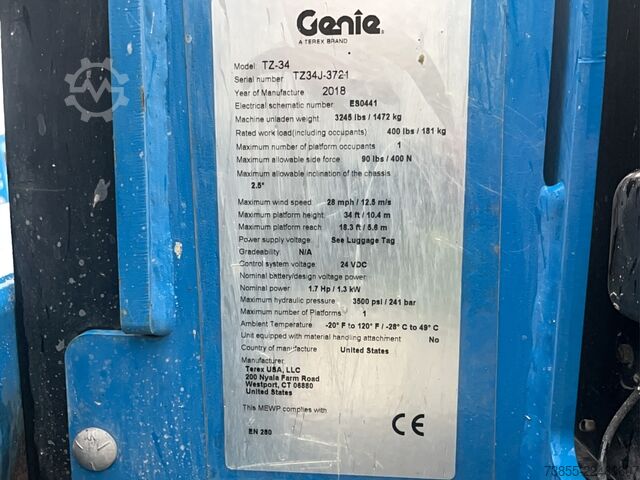 Trailer-Mounted Boom Lift Genie TZ34 (12m)