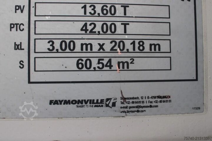 Semi-Tieflader Faymonville extentadable 20m disconnectable front + 42000kg...