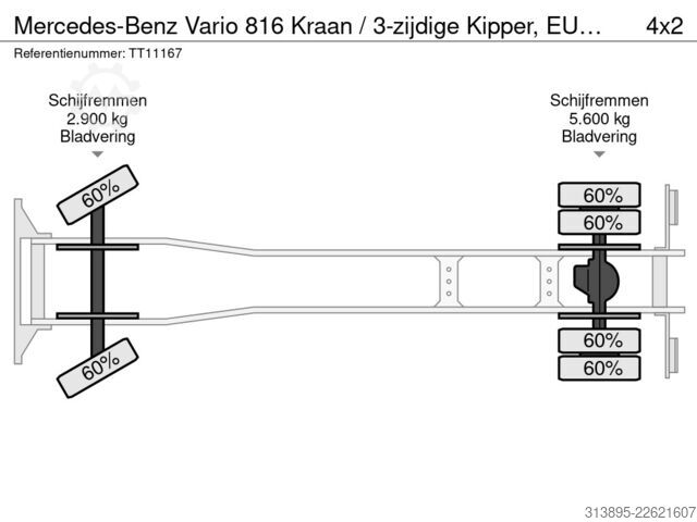 3-way tipper Mercedes-Benz Vario 816 Kraan / 3-zijdige Kipper, EURO 5