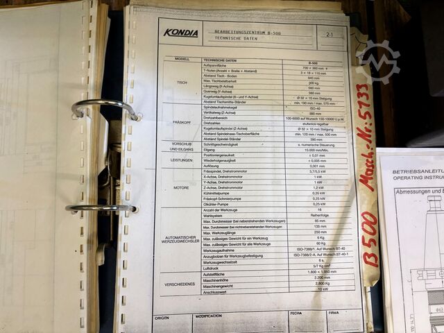 CNC Vertikalbearbeitungszentrum KONDIA B 500