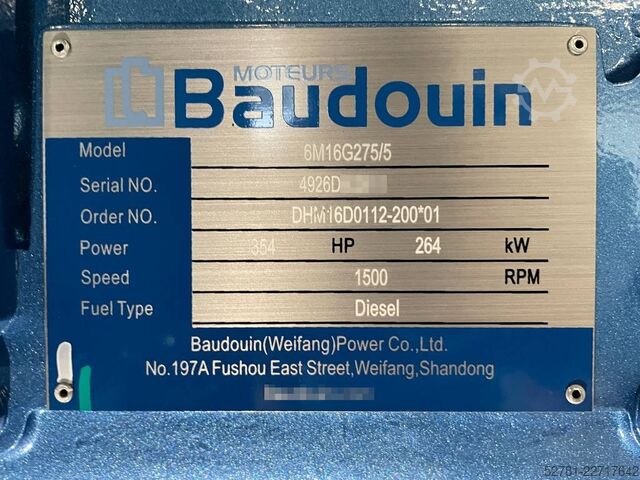 Aggregat Baudouin 6M16G275/5 - 275 kVA Generator - DPX-19873