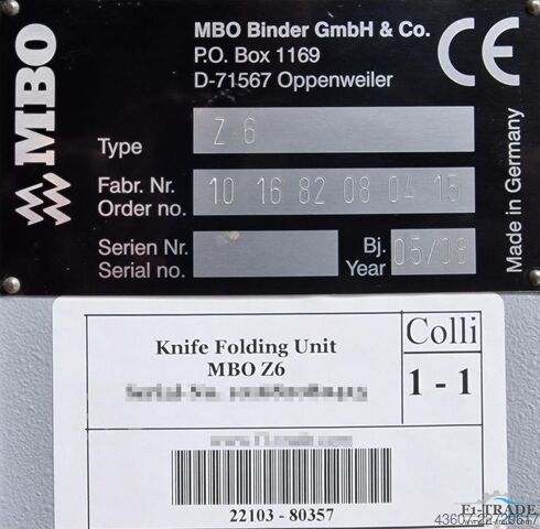 Schwertfalzwerk Eigensteuerung / Mobile Knife Folding Unit SelfControl MBO Z6