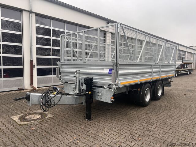 Kippanhänger Möslein TTD 19 AB  19 t Tandemkipper Tieflader, BreitbereifungGitteraufsatz