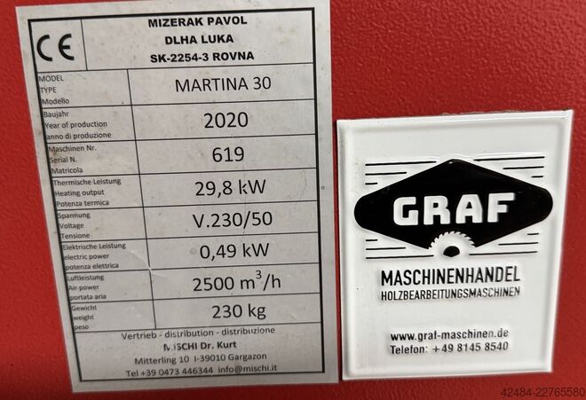 Warm air heater, workshop stove, hall heater Martina 30
