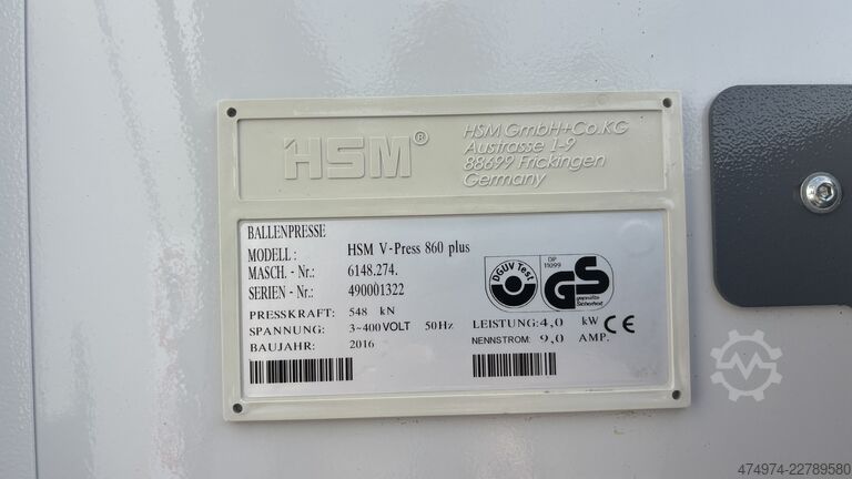 Papierballenpresse, Papierpresse, Presse HSM V-Press 860 Plus
