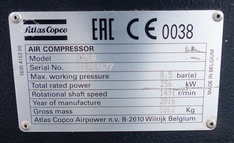 Screw compressor GA 250 Atlas Copco GA 250