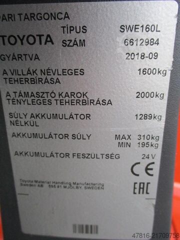 High lifting pallet truck TOYOTA SWE160L