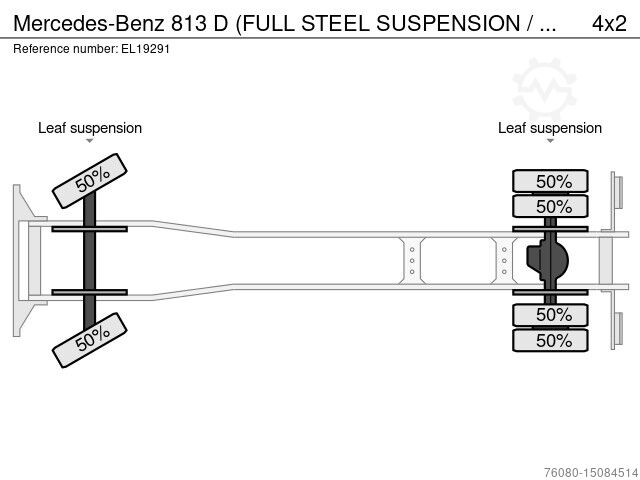 Autotransporter Mercedes-Benz 813 D  (FULL STEEL SUSPENSION / MANUAL PUMP & GEAR