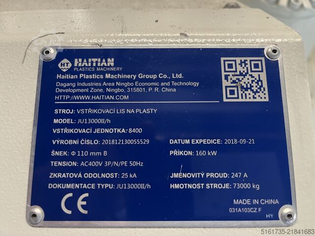 Injection molding machine Haitian JUL13000II/8400H