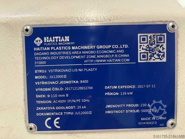 Injection molding machine Haitian JU12000II/8400