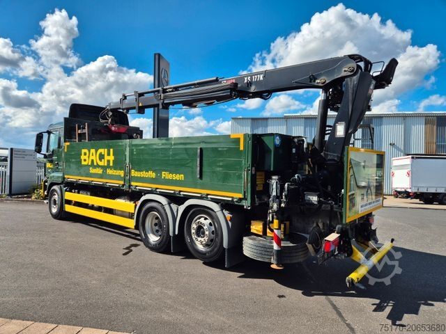Flatbed truck MAN TGS 26.420 6x2-4 LL Hiab 177K PRO 2 Stück