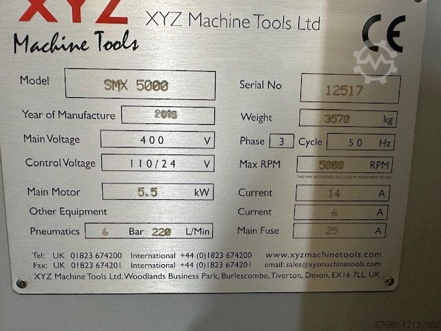 Vertical machining center XYZ SMX 5000