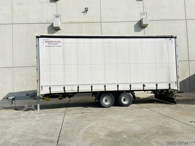 Open trailer with tarp Möslein TP 11 Schwebheim  Tandem- Schiebeplanenanhänger zum Durchladen