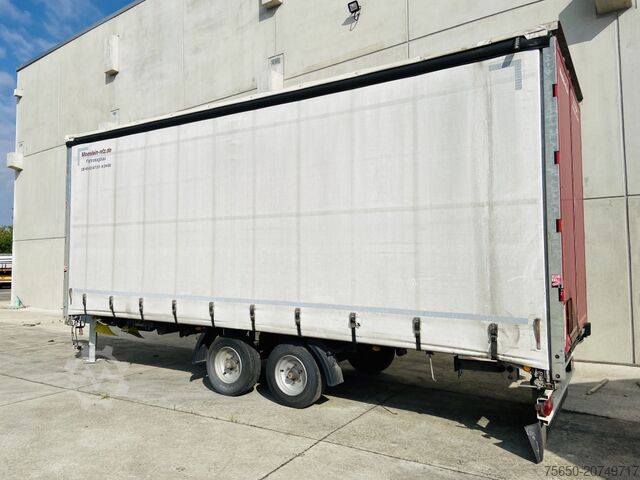 Open trailer with tarp Möslein TP 11 Schwebheim  Tandem- Schiebeplanenanhänger zum Durchladen