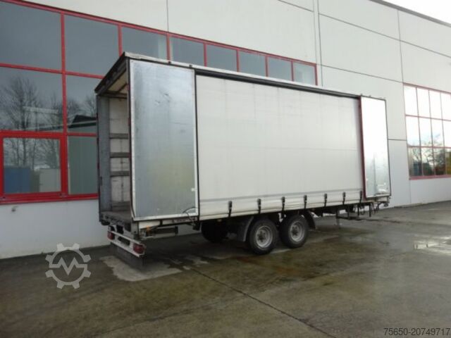 Open trailer with tarp Möslein TP 11 Schwebheim  Tandem- Schiebeplanenanhänger zum Durchladen