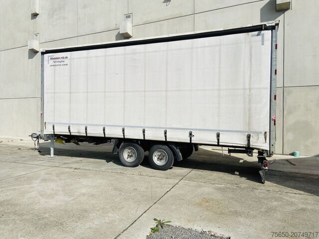 Open trailer with tarp Möslein TP 11 Schwebheim  Tandem- Schiebeplanenanhänger zum Durchladen