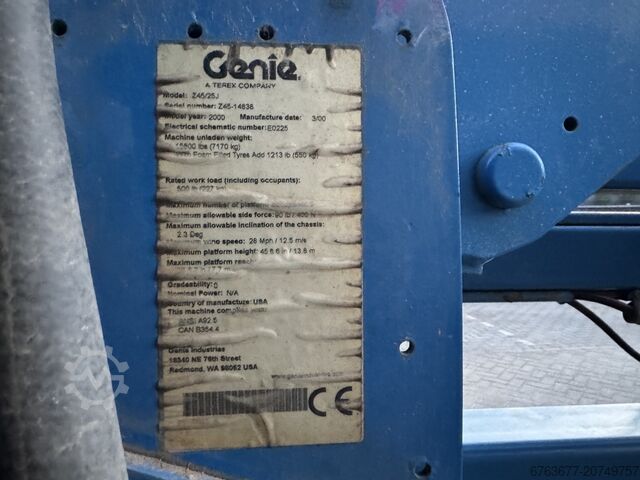 Genie Z45/25J Gelenkarbeitsbühne, 16 m Arbeitshöhe, 4x4, Deutz Diesel, Baujahr 2000 GENIE Z45/25J Knikarmhoogwerker 16M werkhoogte 4X4 Deutz Diesel 2000