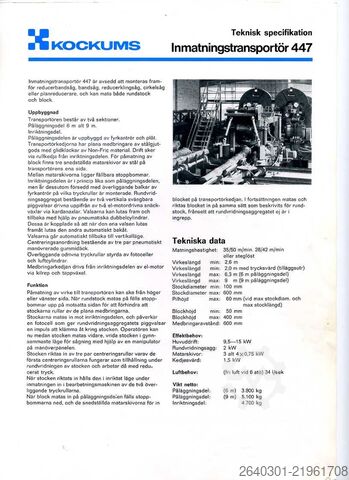 Infeed conveyor Kockums Söderhamn 447