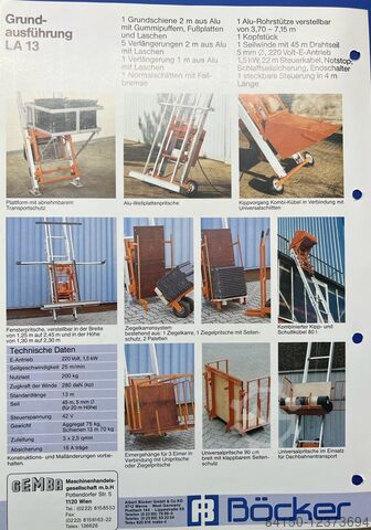 Dachdeckeraufzug Böcker ES13B