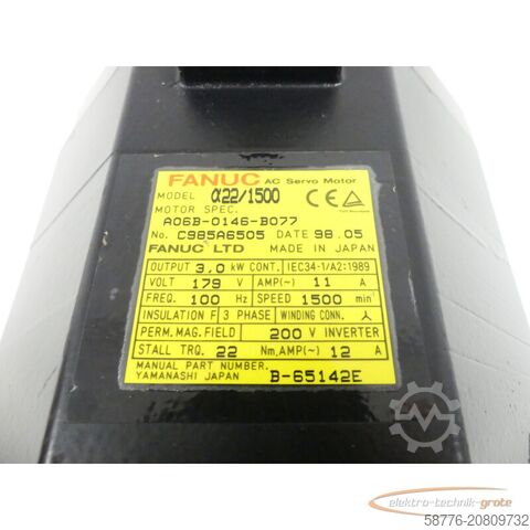 Steuerung Fanuc A06B-0146-B077 AC Servo Motor SN: C985A6505