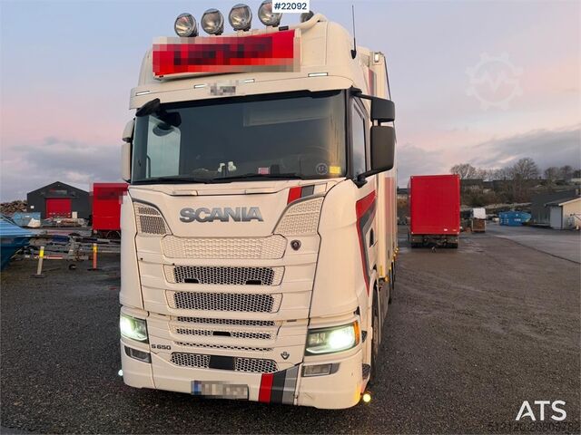 Box body Scania S650 6x2 box truck w/ Ekeri 4 axle box trailer w/