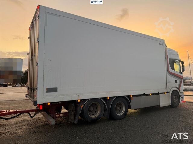 Box body Scania S650 6x2 box truck w/ Ekeri 4 axle box trailer w/