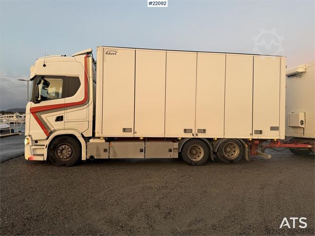 Box body Scania S650 6x2 box truck w/ Ekeri 4 axle box trailer w/