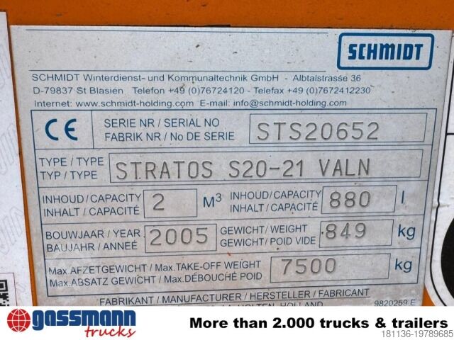 Landmaschine Schmidt Stratos S20-21 VALN, Salzstreuer 2m³ 880l