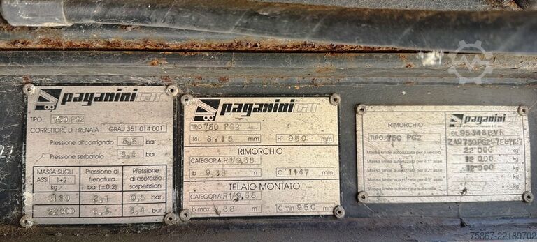 Tipper trailer PAGANINI 750 PG2