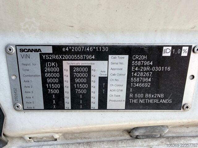 Tanker truck SCANIA R500 NGS 6x2 26 m3 Silo Kompressor - Retarder
