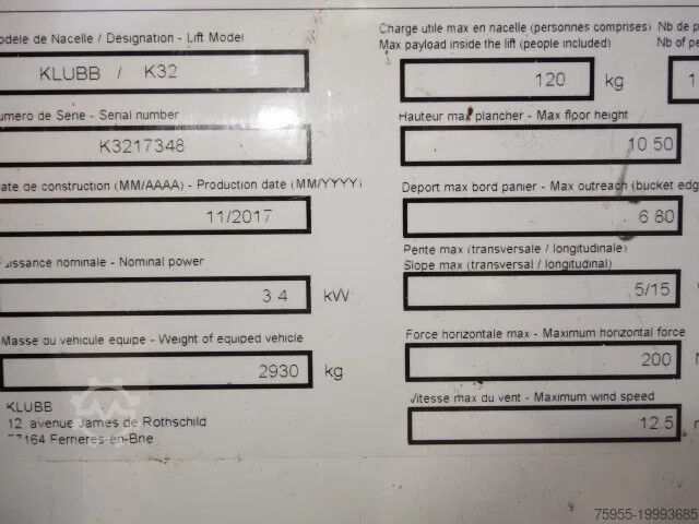 Hebebühne Renault Master 12 METER SKY WORKER