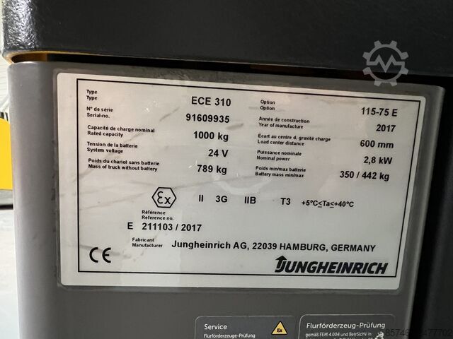ECE 310 * Atex EX * 3G / Zone 2  !! NEW battery !! JUNGHEINRICH ECE 310 * Atex EX * 3G / Zone 2  !! NEW battery !!