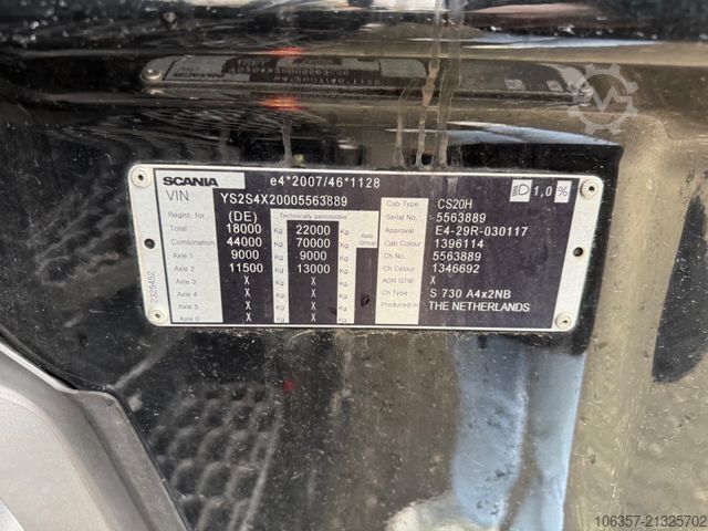 Standard SZM SCANIA S730 Retarder Hydraulik Vollluftgefedert Euro6D