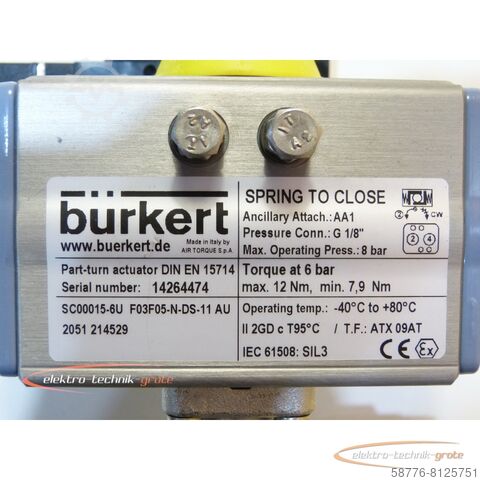 Component Bürkert SC15-6 /  SC00015-6U F03F05-N-DS-11 AU Pneumatischer Schwenkantrieb 214529