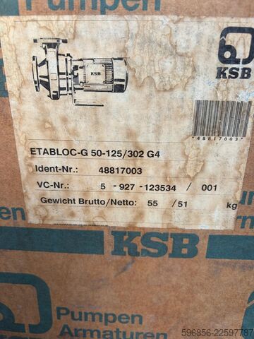 Wasserpumpe KSB ETABLOC-G 50-125/302 G4 pompa odśrod KSB ETABLOC-G 50-125/302 G4 pompa odśrod