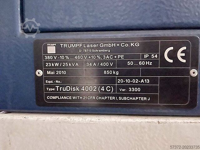 Laser Source Trumpf TruDisk 4002 (4C)