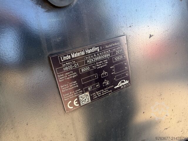 Forklift LINDE H80D-01 duplex mast 4.15m SIDESHIFT/FORK POSITIONER DEUTZ DIESEL 2011 LINDE H80D-01 duplo415 SIDESHIFT/VORKVERSTELLER DEUTZ DIESEL 2011