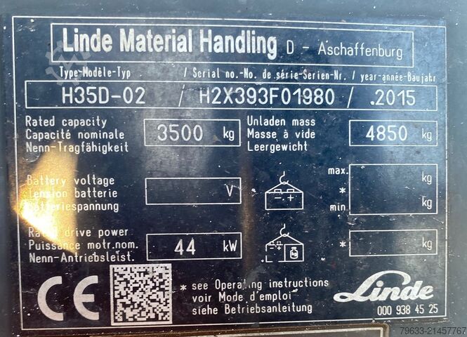 Forklift Linde Stapler Typ H35D-02