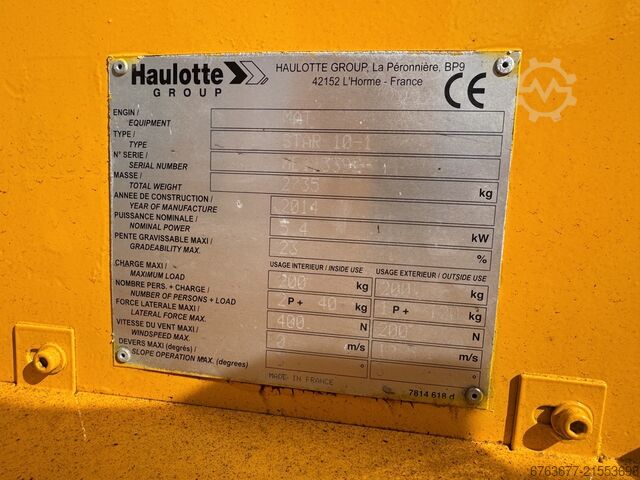 Haulotte Star 10 Elektrischer Mastbühne / Vertikaler Gelenkteleskop-Arbeitsbühne, 10 m Arbeitshöhe,  HAULOTTE Star 10 Electric Masthoogwerker / Vertical Boom lift 10M werkhoogte 2014  TUV 7-2026