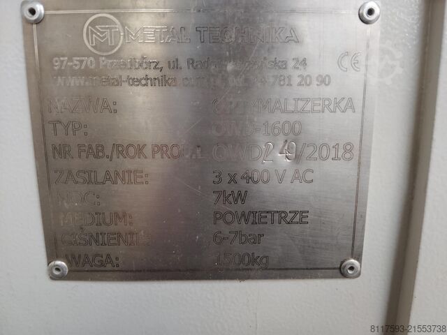 Optimierungskappanlage METAL-TECHNIKA OWD-1600