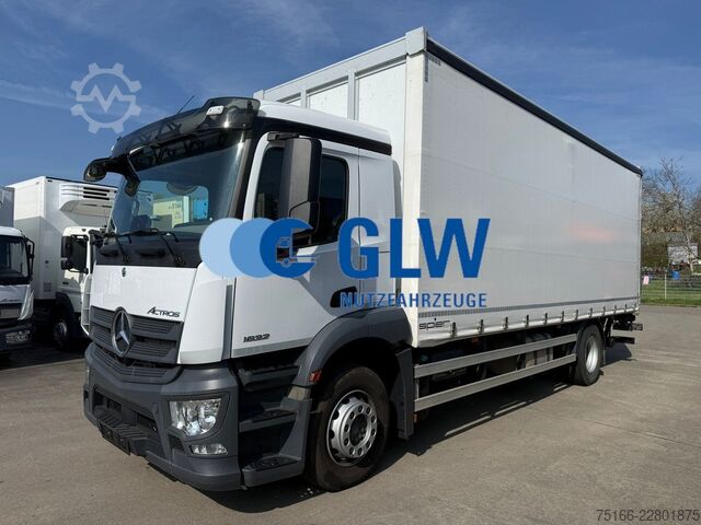 Flatbed truck with tarp MERCEDES-BENZ ACTROS 1832 L TAUTLINER 7,40 m LBW 1,5 T