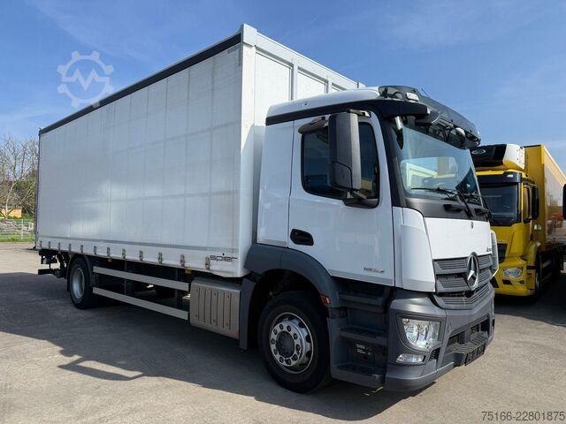 Flatbed truck with tarp MERCEDES-BENZ ACTROS 1832 L TAUTLINER 7,40 m LBW 1,5 T