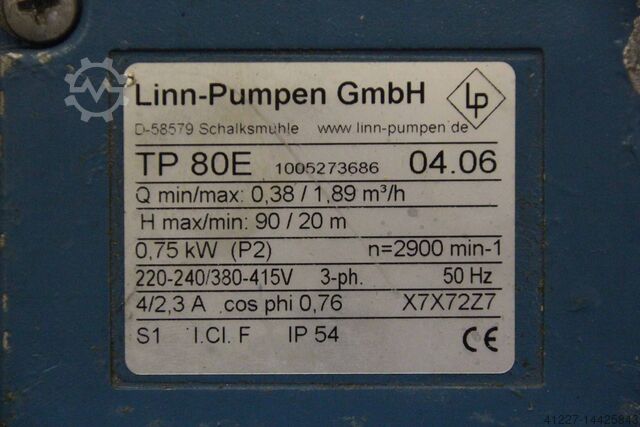 Elektromotor 0,75 kW 2900 U/min Linn-Pumpen TP 80E