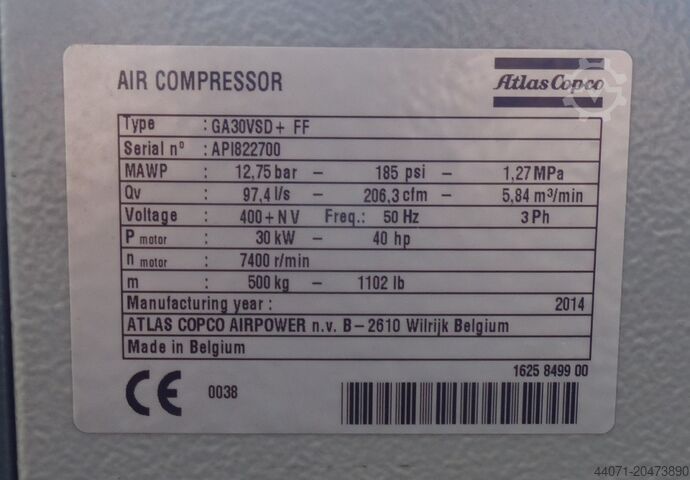 Schraubenkompressor GA30VSD+FF Atlas Copco GA30VSD+FF