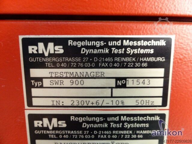 RMS Elektrodynamische Schwinganlage Testmanager SWR 900 u. SWE 384 , SWE 366 RMS RMS Schwinganlage