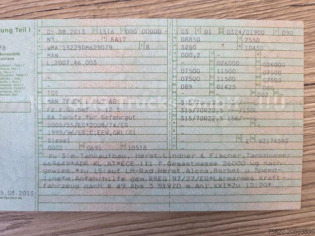 Tanker truck MAN TGS 26.440 / Top Load / Diesel / Lindner-Fischer