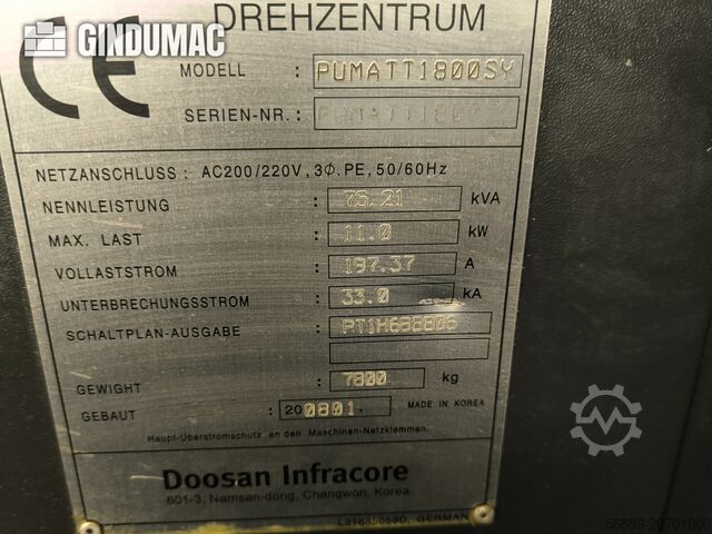 Horizontal-Drehmaschine DOOSAN Puma TT1800SY