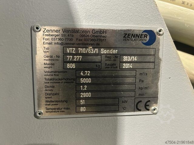 High-performance fan Zenner VTZ710/63/1 Sonder